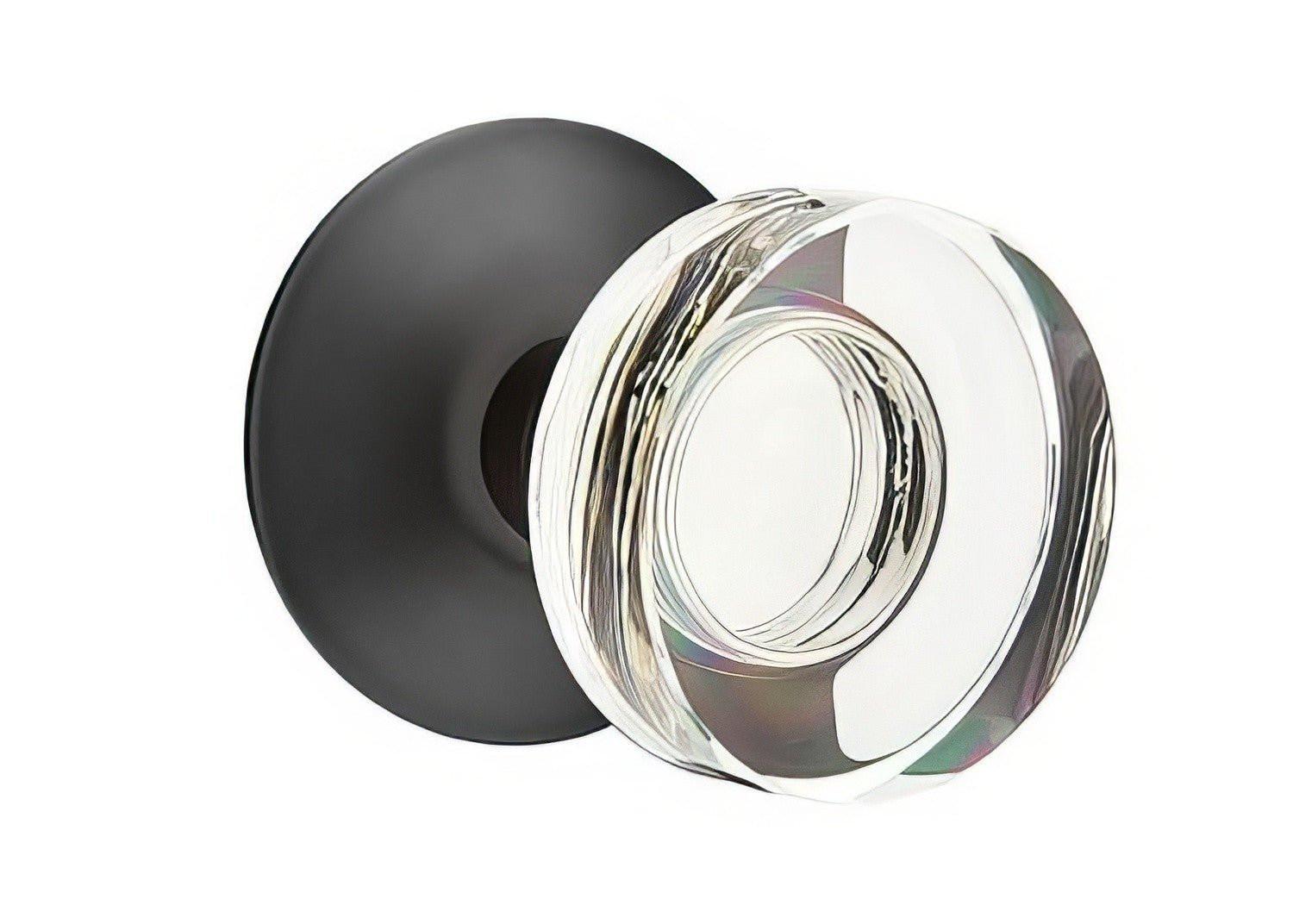 Emtek 5207MDCUS Modern Disc Crystal Knob 2-3/8" Backset Privacy with Modern Rose