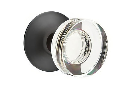 Emtek 5207MDCUS Modern Disc Crystal Knob 2-3/8" Backset Privacy with Modern Rose.