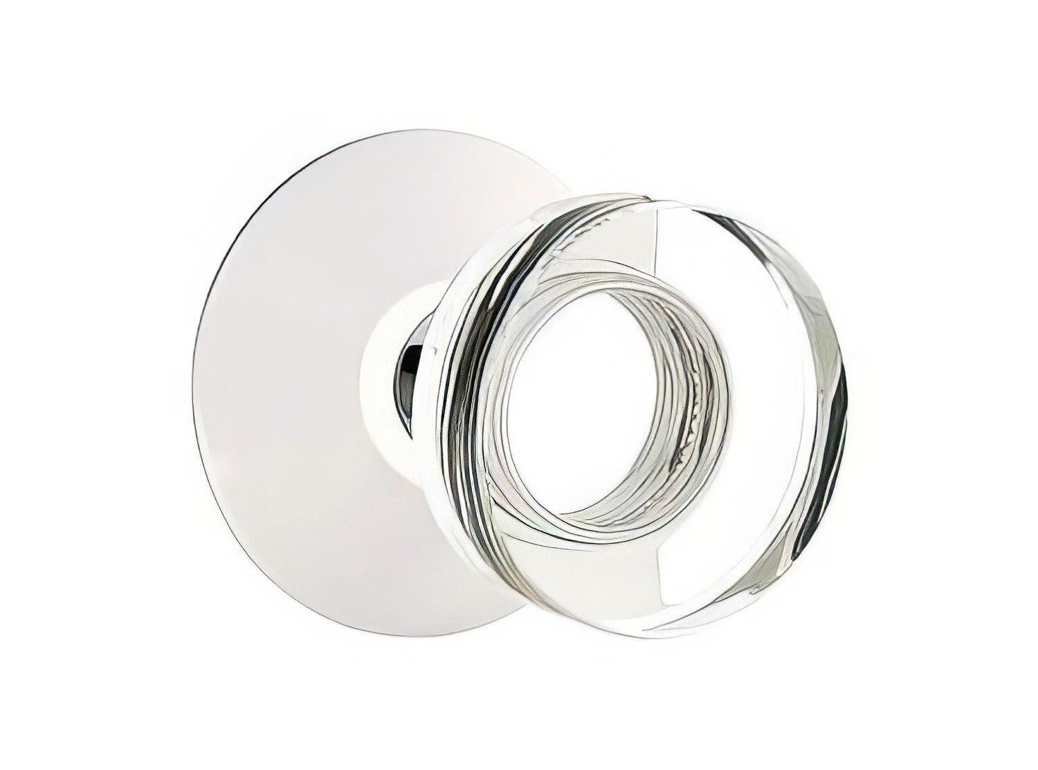 Emtek 5207MDCUS Modern Disc Crystal Knob 2-3/8" Backset Privacy with Modern Rose