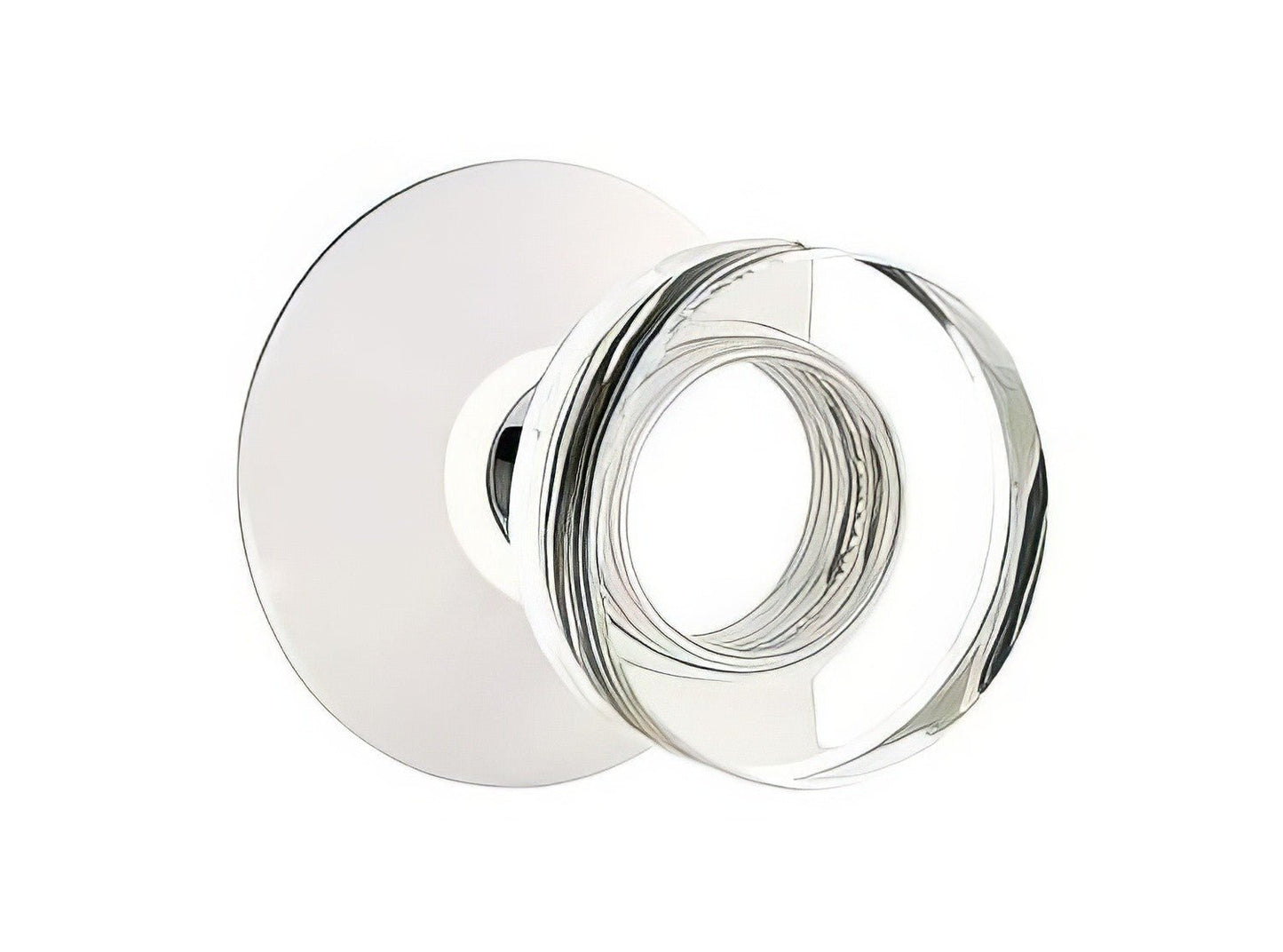 Emtek 5207MDCUS Modern Disc Crystal Knob 2-3/8" Backset Privacy with Modern Rose.