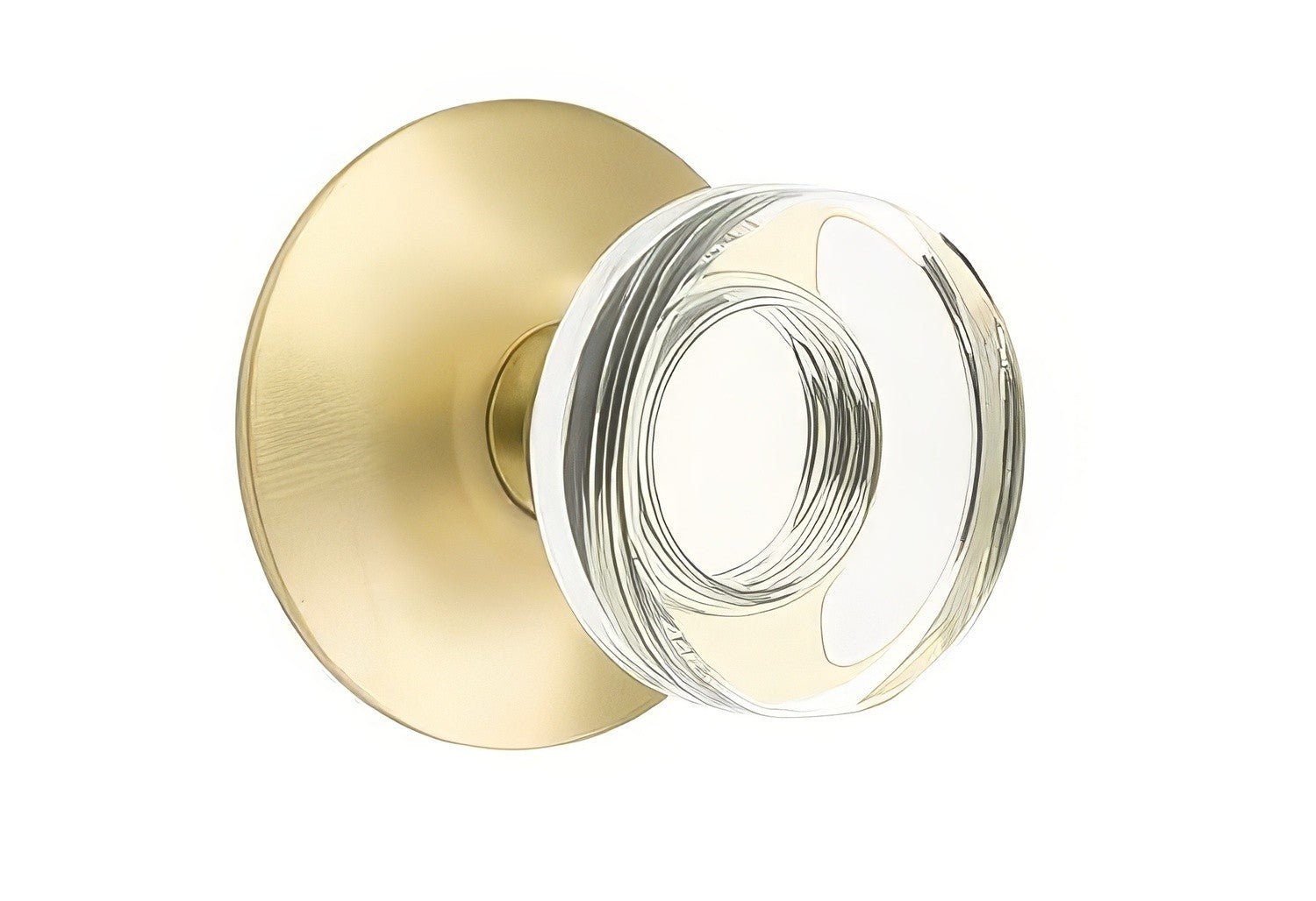 Emtek 5207MDCUS Modern Disc Crystal Knob 2-3/8" Backset Privacy with Modern Rose.