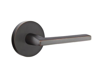 Emtek 5209HLOUS10BLH Helios Lever Left Hand 2-3/8" Backset Privacy with Disk Rose for 1-1/4" to 2" Door Oil Rubbed Bronze Finish.