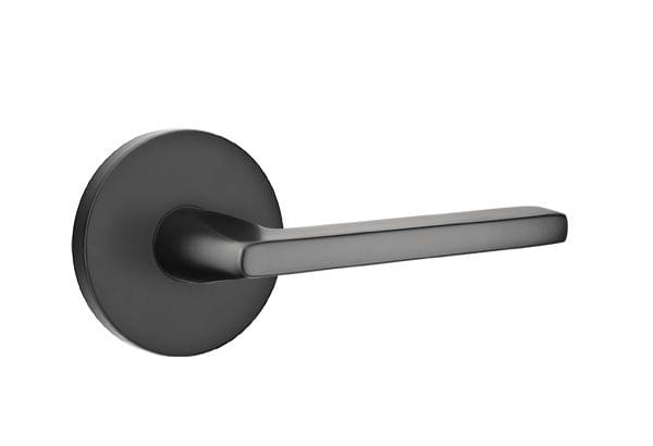 Emtek 5209HLOUS10BLH Helios Lever Left Hand 2-3/8" Backset Privacy with Disk Rose for 1-1/4" to 2" Door Oil Rubbed Bronze Finish.