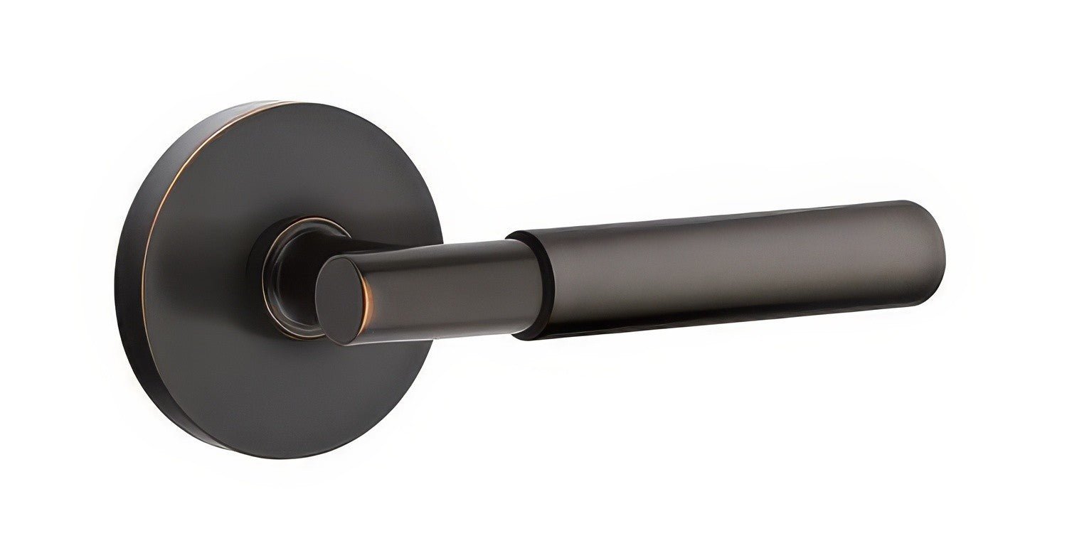 Emtek 5209MYLUSRH Myles Lever Right Hand 2-3/8" Backset Privacy with Disk Rose.