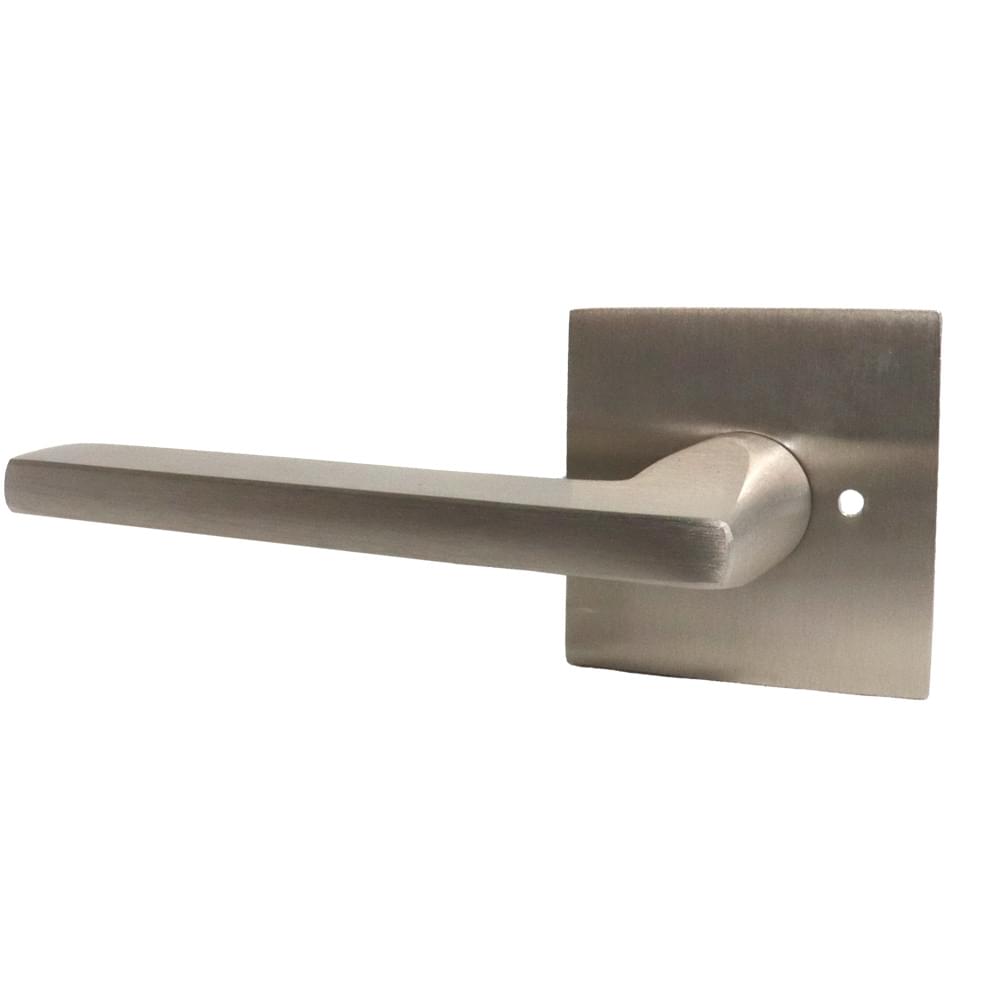 Emtek 5210HLOUS15LH.RLS Helios Lever Left Hand 2-3/8" Backset with Radius Latch Strike Privacy with Square Rose for 1-1/4" to 2" Door Satin Nickel Finish.