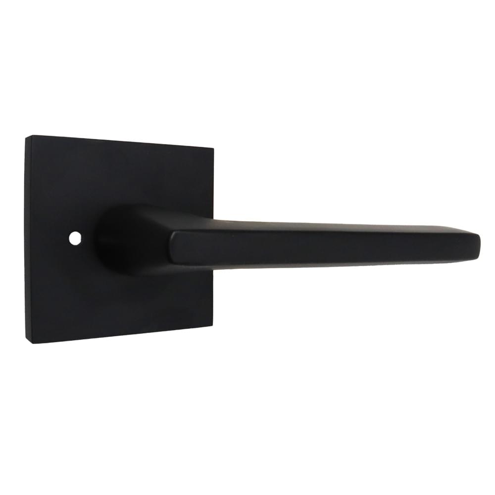 Emtek 5210HLOUS19RH.RLS Helios Lever Right Hand 2-3/8" Backset with Radius Latch Strike Privacy with Square Rose for 1-1/4" to 2" Door Flat Black Finish.