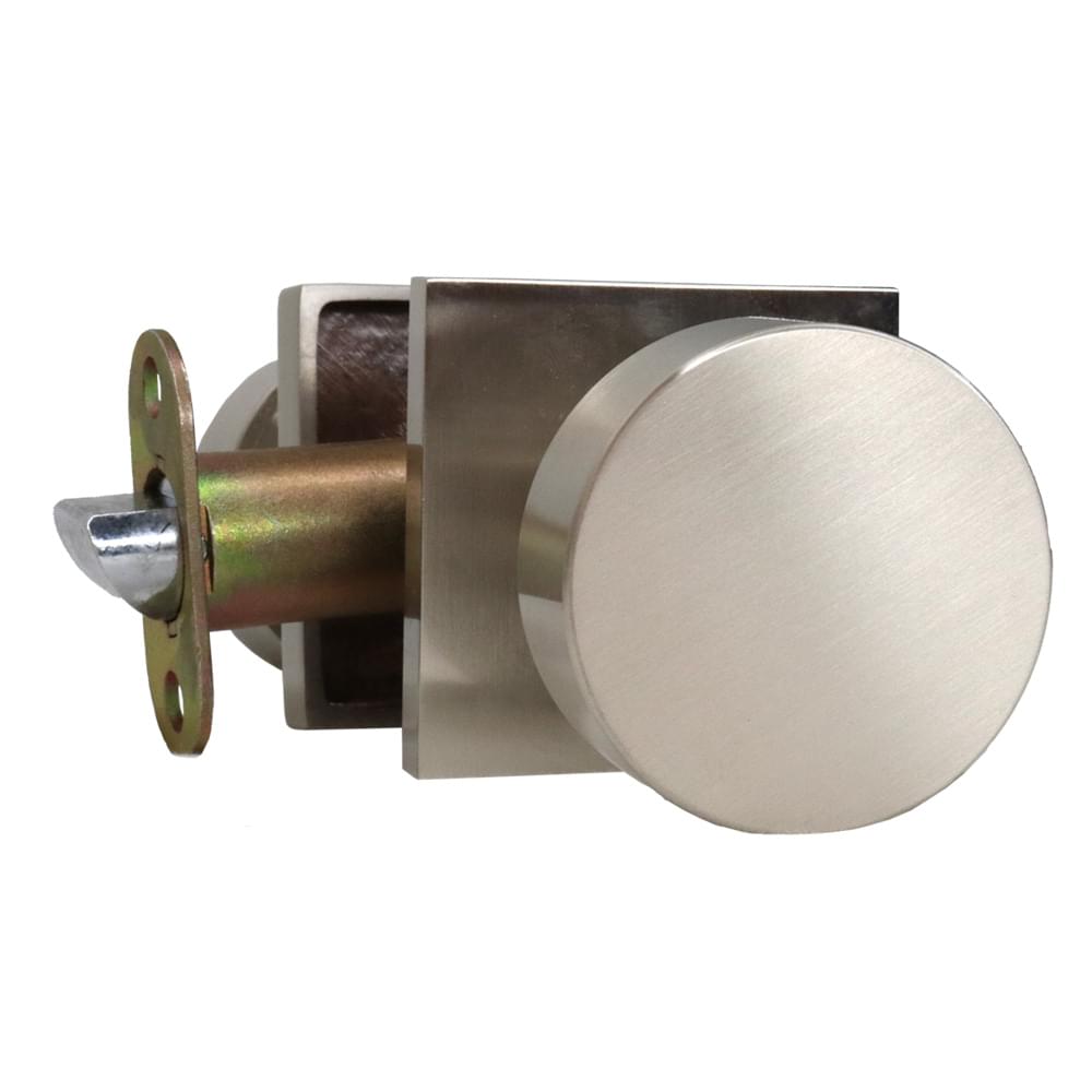 Emtek 5210ROUUS15.RLS Round Knob 2-3/8" Backset with Radius Latch Strike Privacy with Square Rose for 1-1/4" to 2" Door Satin Nickel Finish.