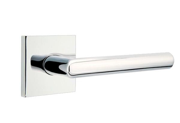 Emtek 5210STUUS15LH Stuttgart Lever Left Hand 2-3/8" Backset Privacy with Square Rose for 1-1/4" to 2" Door Satin Nickel Finish.