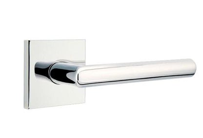 Emtek 5210STUUS15LH Stuttgart Lever Left Hand 2-3/8" Backset Privacy with Square Rose for 1-1/4" to 2" Door Satin Nickel Finish.