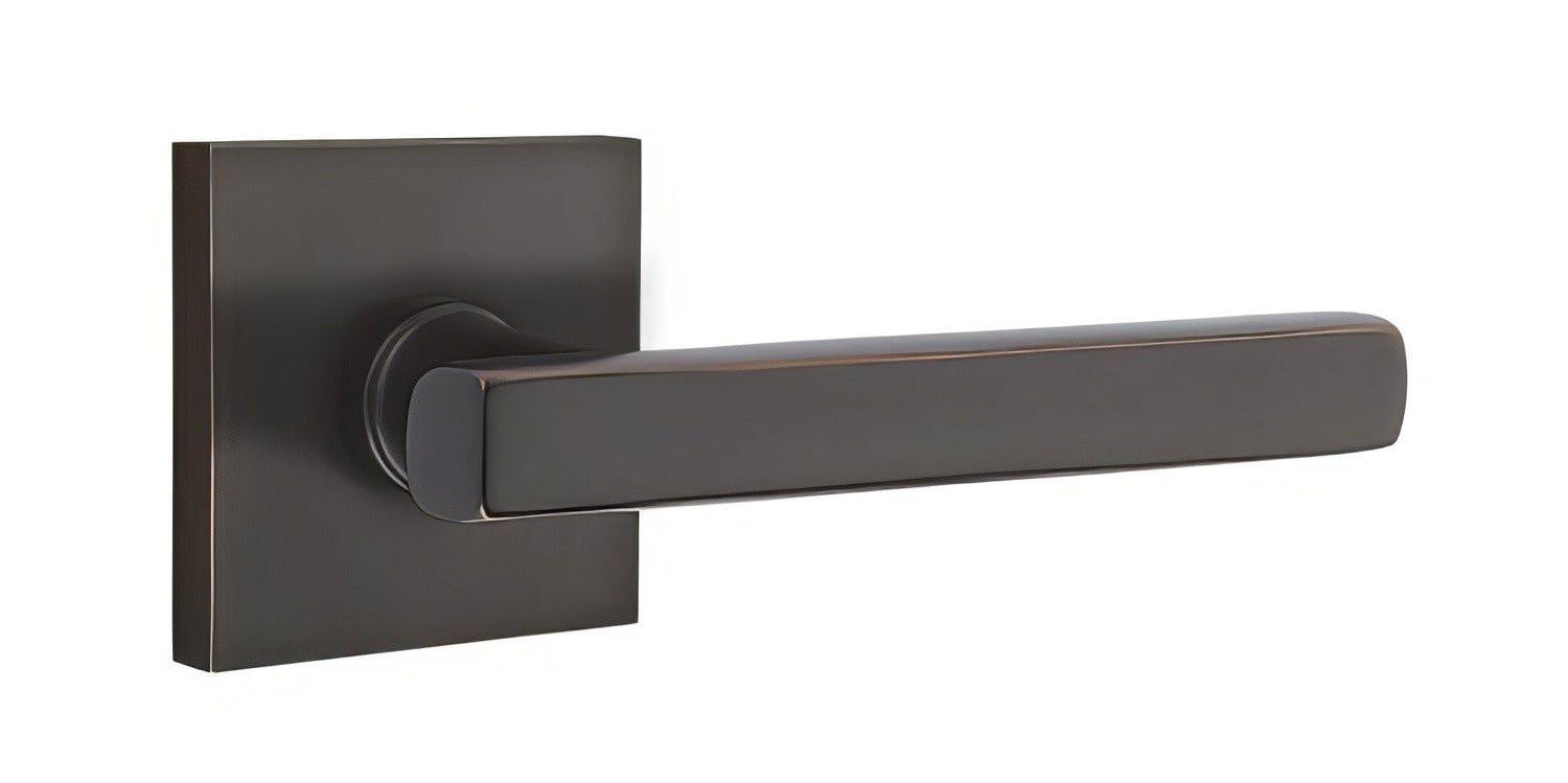 Emtek 5210FRLUSLH Freestone Lever Left Hand 2-3/8" Backset Privacy With Square Rose.