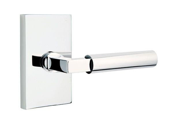 Emtek 5212HECUS15LH Hercules Lever Left Hand 2-3/8" Backset Privacy with Modern Rectangular Rose for 1-1/4" to 2" Door Satin Nickel Finish.
