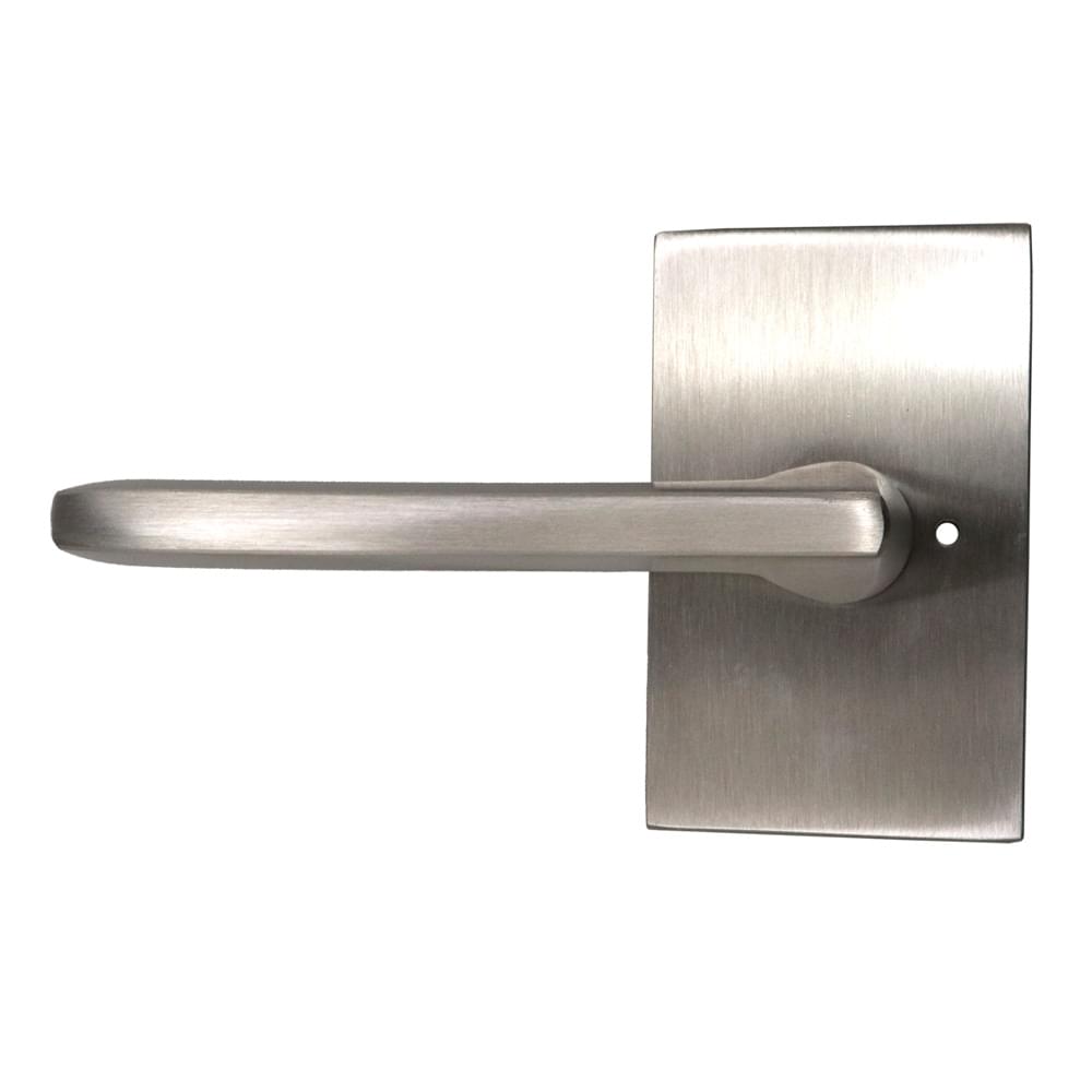 Emtek 5212HLOUS15LH.RLS Helios Lever Left Hand 2-3/8" Backset with Radius Latch Strike Privacy with Modern Rectangular Rose for 1-1/4" to 2" Door Satin Nickel Finish.