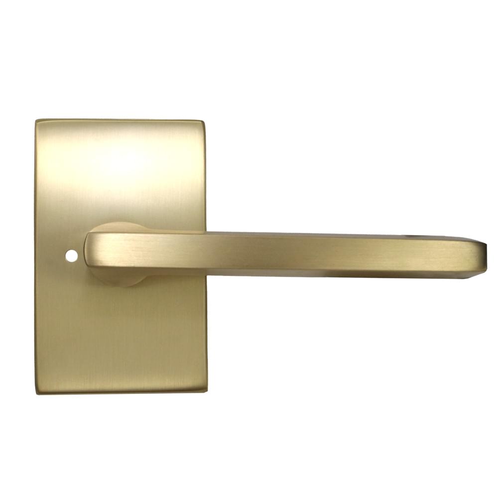 Emtek 5212HLOUS4RH.RLS Helios Lever Right Hand 2-3/8" Backset with Radius Latch Strike Privacy with Modern Rectangular Rose for 1-1/4" to 2" Door Satin Brass Finish.
