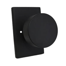 Emtek 5212ROUUS19.RLS Round Knob 2-3/8" Backset with Radius Latch Strike Privacy with Modern Rectangular Rose for 1-1/4" to 2" Door Flat Black Finish.