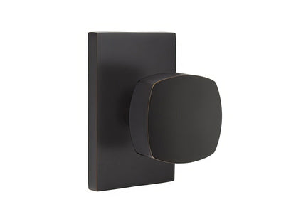 Emtek 5212FRKUS Freestone Knob 2-3/8" Backset Privacy With Modern Rectangular Rose.