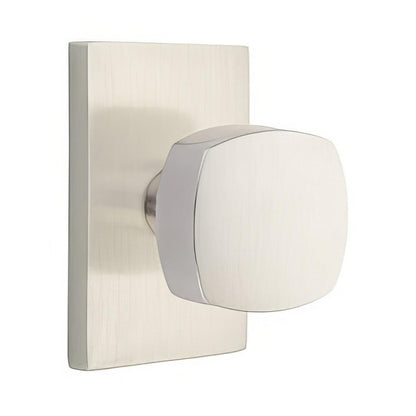 Emtek 5212FRKUS Freestone Knob 2-3/8" Backset Privacy With Modern Rectangular Rose.