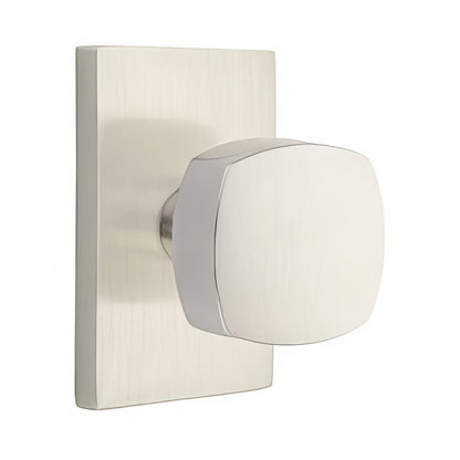 Emtek 5212FRKUS Freestone Knob 2-3/8" Backset Privacy With Modern Rectangular Rose.