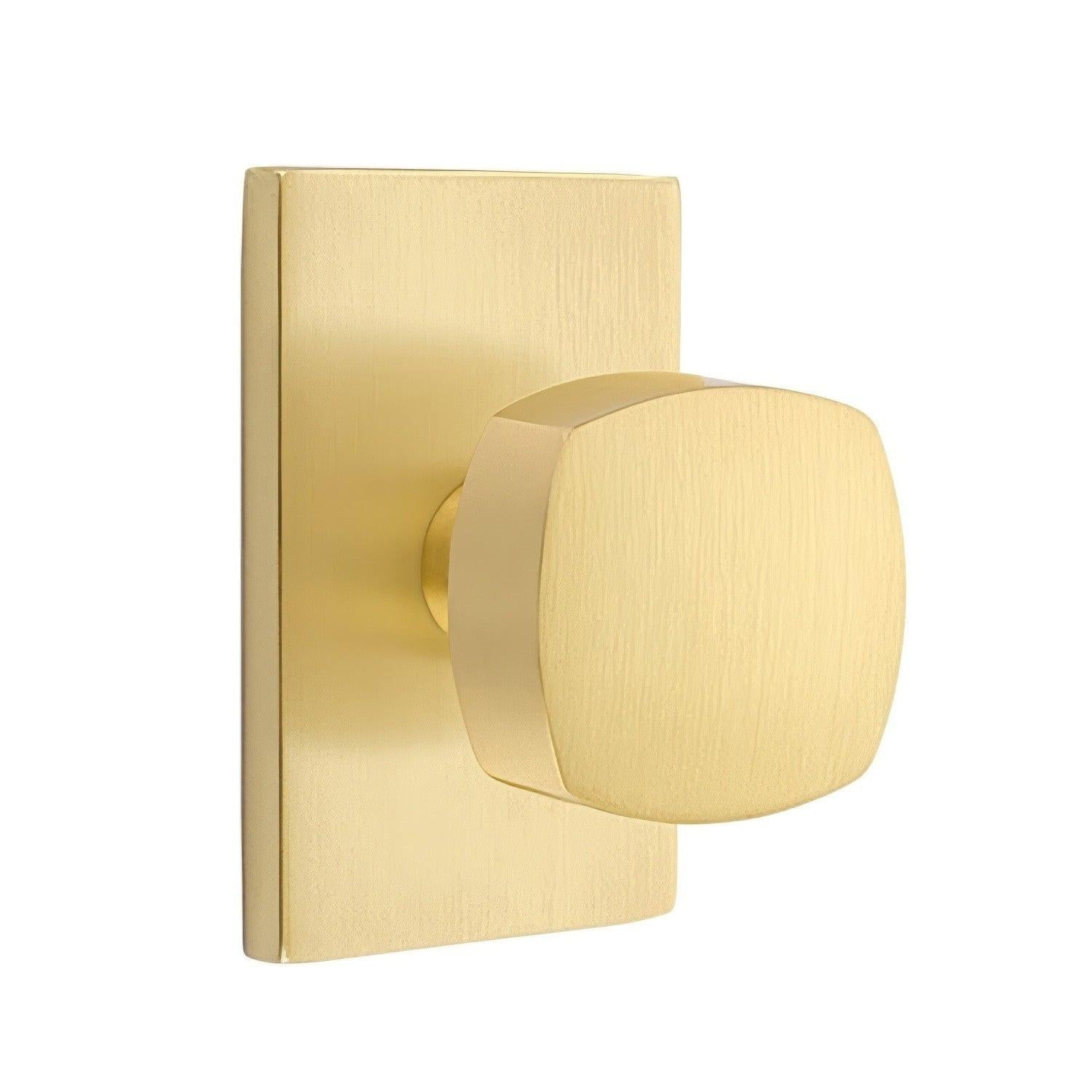Emtek 5212FRKUS Freestone Knob 2-3/8" Backset Privacy With Modern Rectangular Rose.