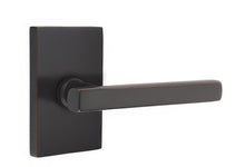 Emtek 5212FRLUSRH Freestone Lever Right Hand 2-3/8" Backset Privacy With Modern Rectangular Rose.