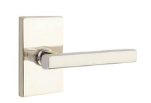 Emtek 5212FRLUSLH Freestone Lever Left Hand 2-3/8" Backset Privacy With Modern Rectangular Rose.