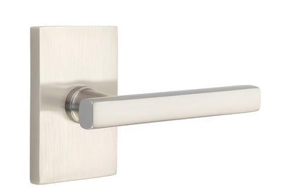 Emtek 5212FRLUSRH Freestone Lever Right Hand 2-3/8" Backset Privacy With Modern Rectangular Rose.