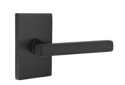 Emtek 5212FRLUSRH Freestone Lever Right Hand 2-3/8" Backset Privacy With Modern Rectangular Rose.