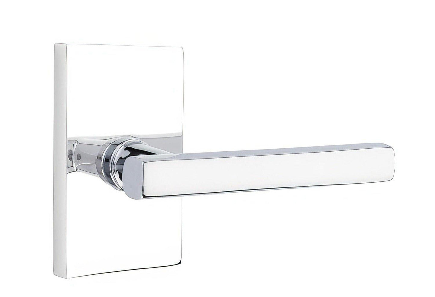 Emtek 5212FRLUSLH Freestone Lever Left Hand 2-3/8" Backset Privacy With Modern Rectangular Rose.