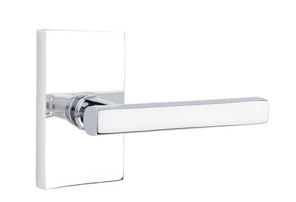 Emtek 5212FRLUSRH Freestone Lever Right Hand 2-3/8" Backset Privacy With Modern Rectangular Rose.