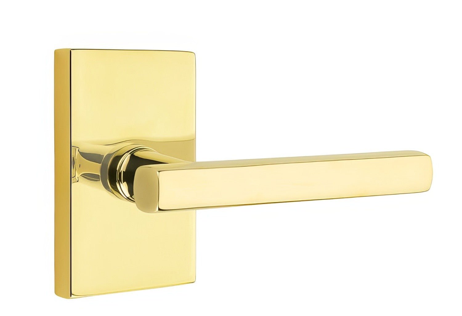 Emtek 5212FRLUSRH Freestone Lever Right Hand 2-3/8" Backset Privacy With Modern Rectangular Rose.