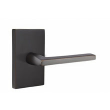 Emtek 5212HLOUSLH Helios Lever Left Hand 2-3/8" Backset Privacy With Modern Rectangular Rose
