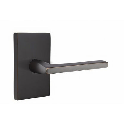 Emtek 5212HLOUSRH Helios Lever Right Hand 2-3/8" Backset Privacy With Modern Rectangular Rose