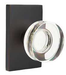 Emtek 5212MDCUS Modern Disc Crystal Knob 2-3/8" Backset Privacy with Modern Rectangular Rose
