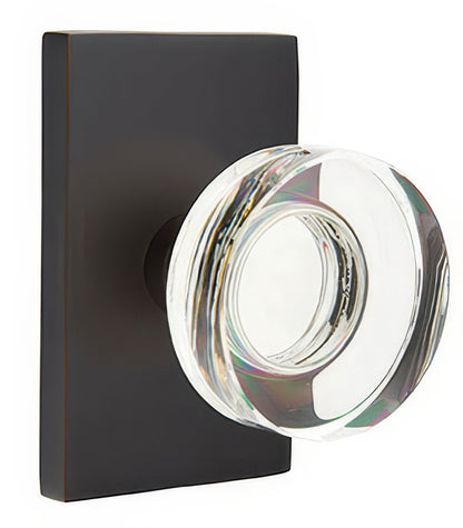 Emtek 5212MDCUS Modern Disc Crystal Knob 2-3/8" Backset Privacy with Modern Rectangular Rose