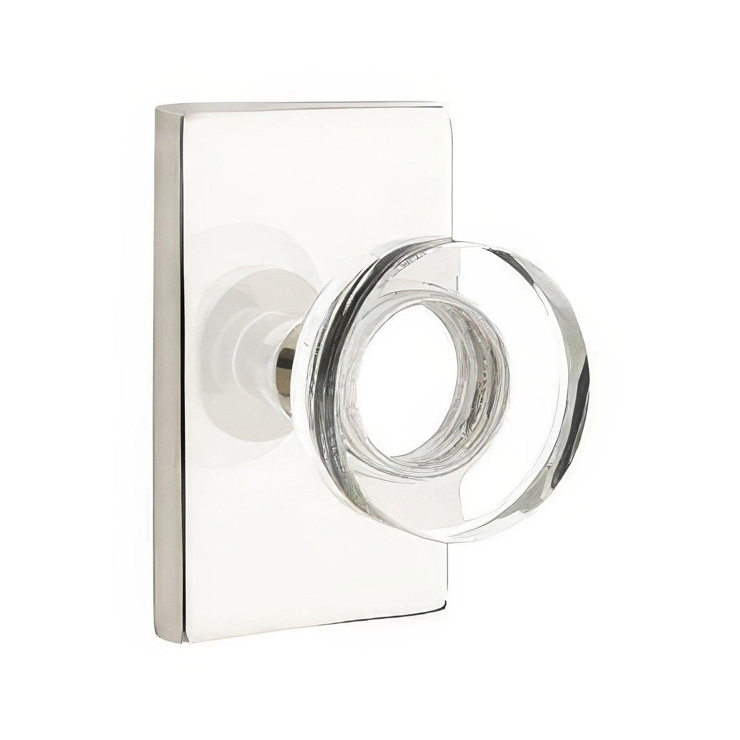 Emtek 5212MDCUS Modern Disc Crystal Knob 2-3/8" Backset Privacy with Modern Rectangular Rose