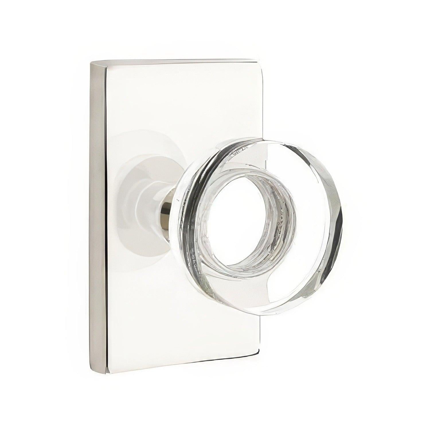 Emtek 5212MDCUS Modern Disc Crystal Knob 2-3/8" Backset Privacy with Modern Rectangular Rose