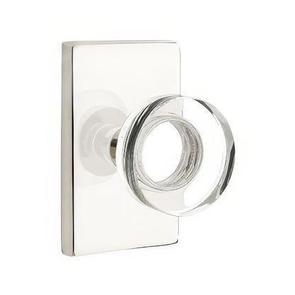 Emtek 5212MDCUS Modern Disc Crystal Knob 2-3/8" Backset Privacy with Modern Rectangular Rose