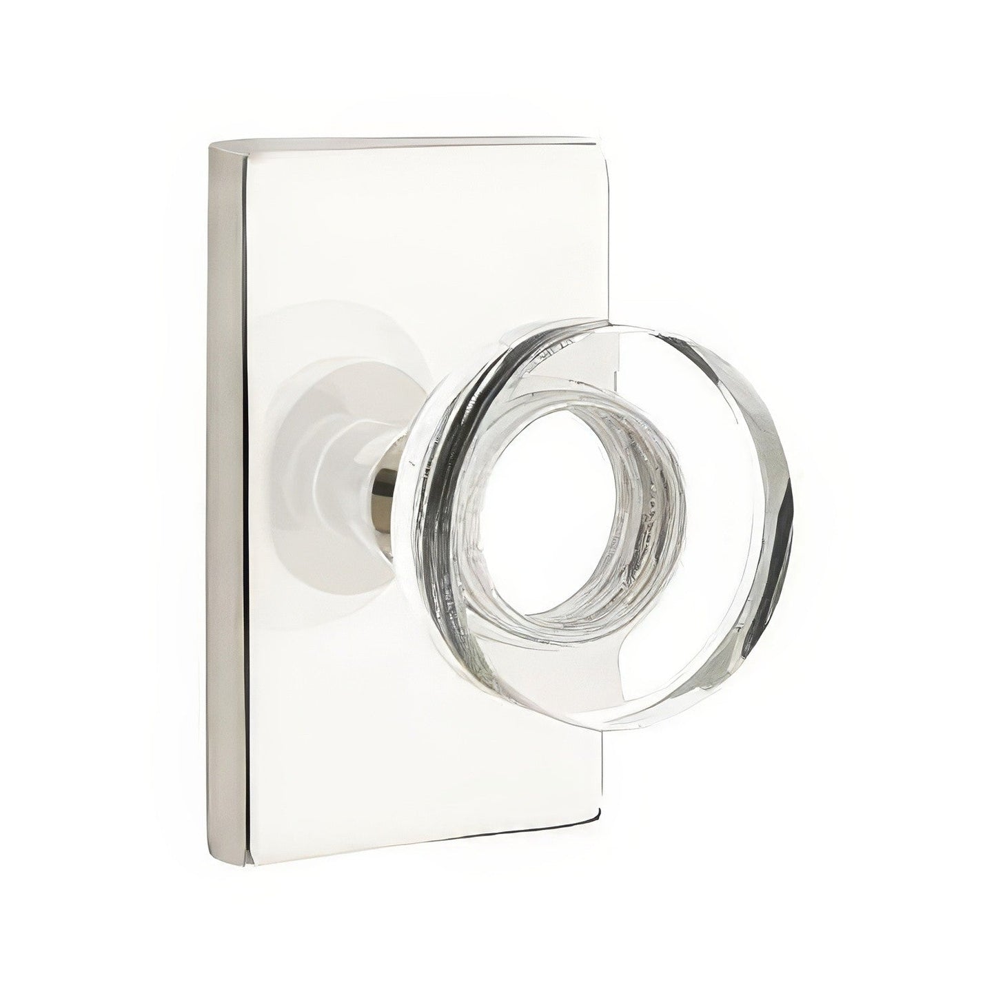 Emtek 5212MDCUS Modern Disc Crystal Knob 2-3/8" Backset Privacy with Modern Rectangular Rose