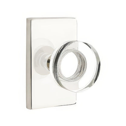 Emtek 5212MDCUS Modern Disc Crystal Knob 2-3/8" Backset Privacy with Modern Rectangular Rose