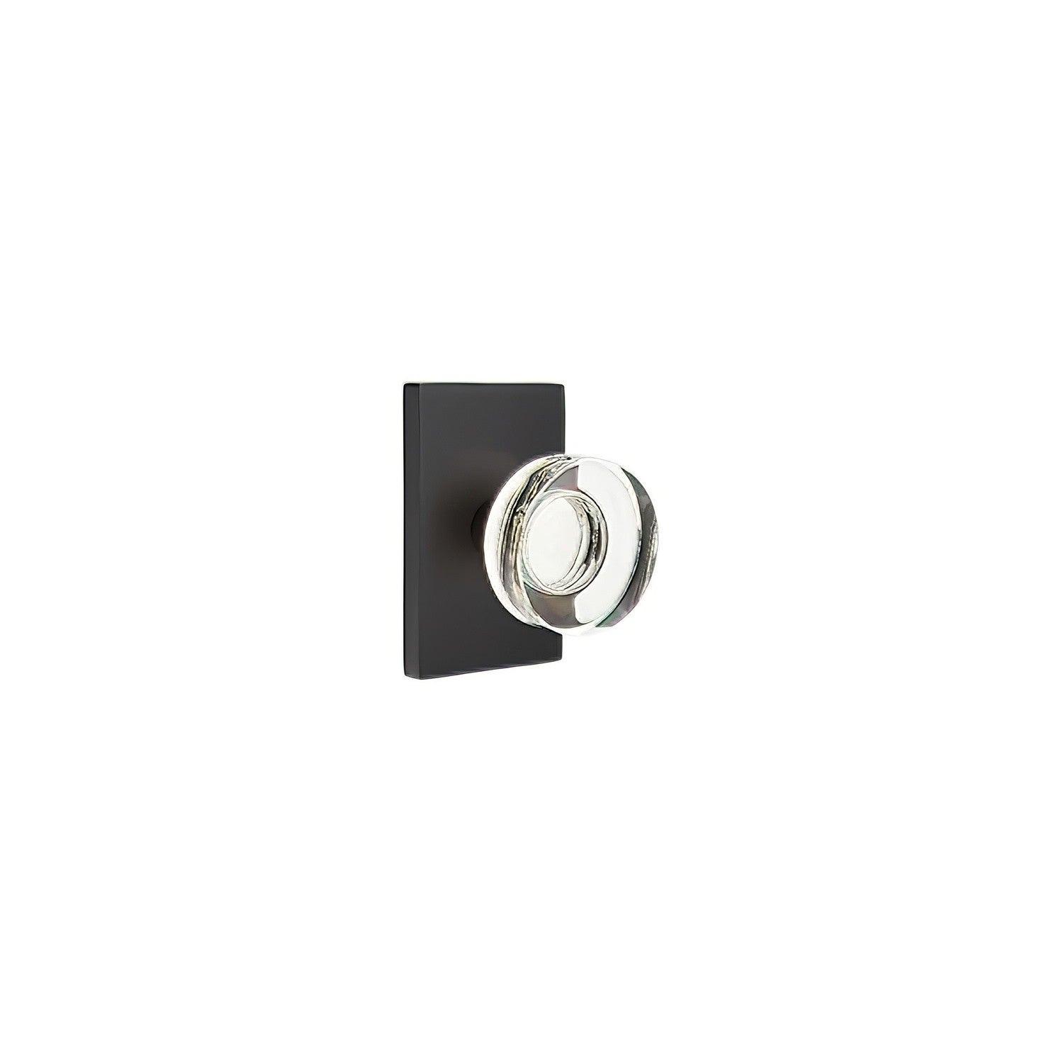 Emtek 5212MDCUS Modern Disc Crystal Knob 2-3/8" Backset Privacy with Modern Rectangular Rose