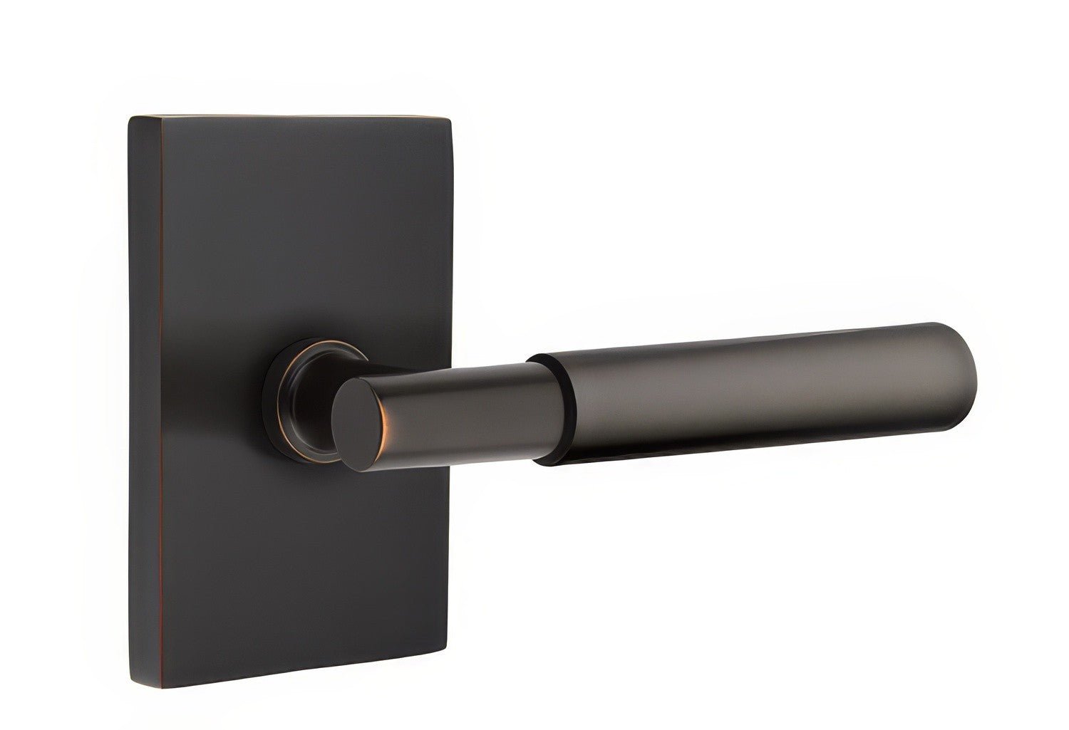Emtek 5212MYLUSRH Myles Lever Right Hand 2-3/8" Backset Privacy With Modern Rectangular Rose.