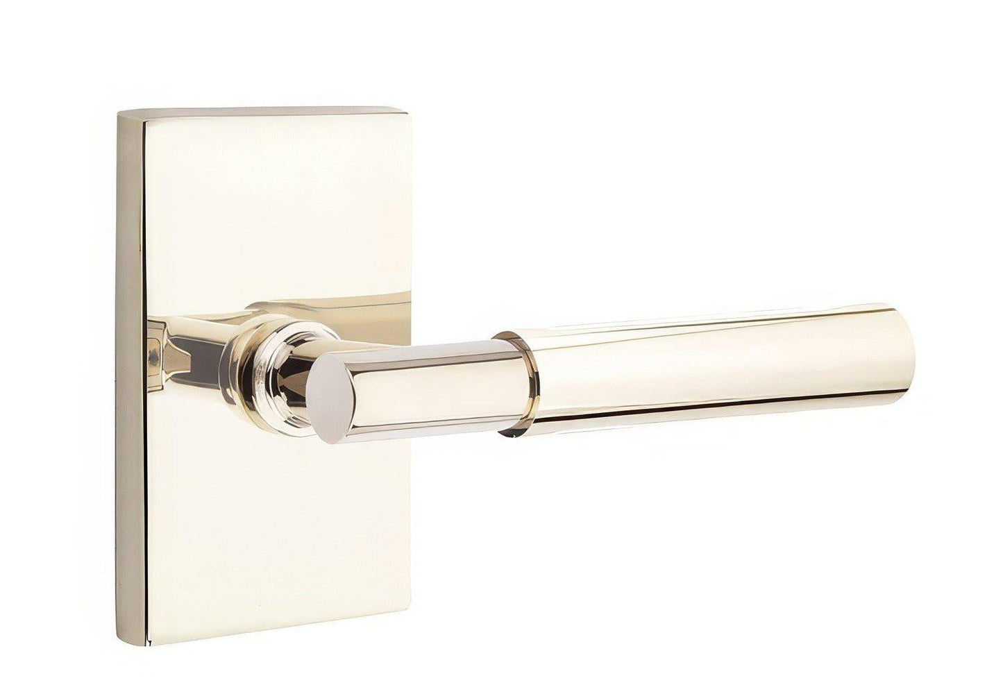 Emtek 5212MYLUSLH Myles Lever Left Hand 2-3/8" Backset Privacy With Modern Rectangular Rose