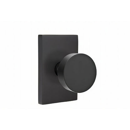 Emtek 5212ROUUS Round Knob 2-3/8" Backset Privacy With Modern Rectangular Rose