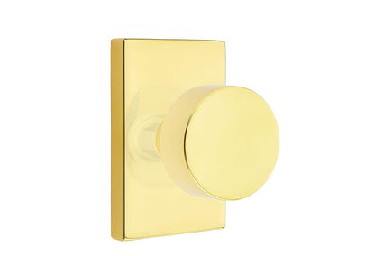 Emtek 5212ROUUS Round Knob 2-3/8" Backset Privacy With Modern Rectangular Rose