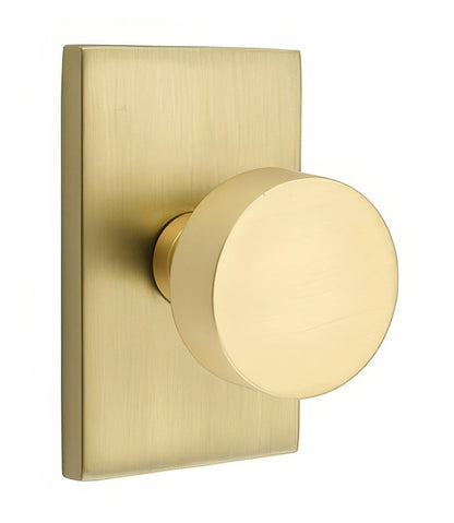 Emtek 5212ROUUS Round Knob 2-3/8" Backset Privacy With Modern Rectangular Rose