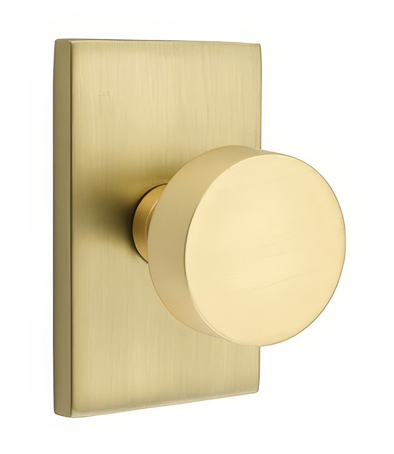 Emtek 5212ROUUS Round Knob 2-3/8" Backset Privacy With Modern Rectangular Rose