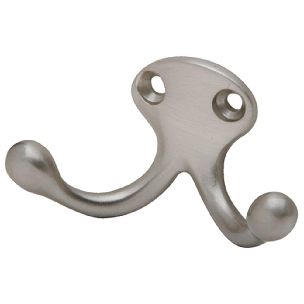 Ives 582A15 Aluminum Double Wardrobe Hook Satin Nickel Finish.