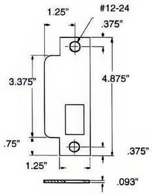 Baldwin 6041 Latch Bolt Straight Lip Entry Mortise Strike