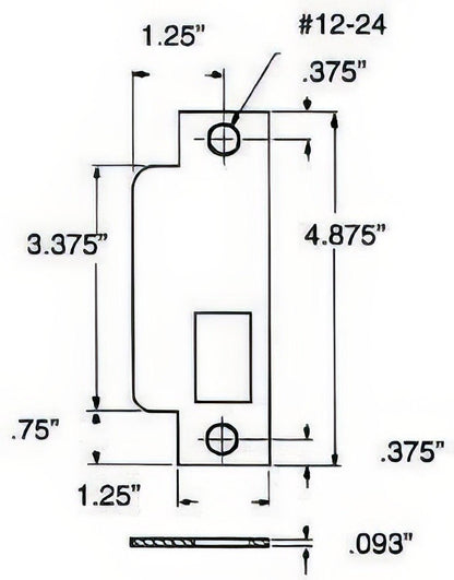 Baldwin 6041 Latch Bolt Straight Lip Entry Mortise Strike