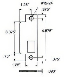 Baldwin 6041.R Right Hand Latch Bolt Mortise Strike