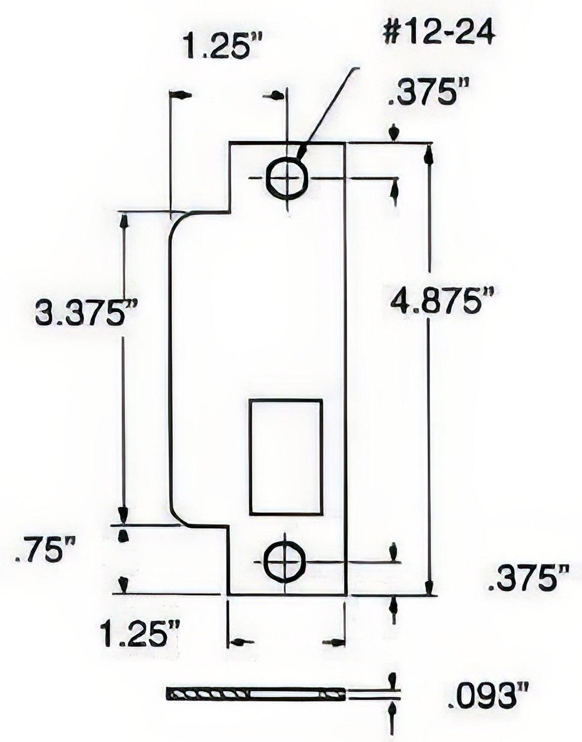 Baldwin 6041 Latch Bolt Straight Lip Entry Mortise Strike